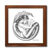 Motherhood Ceramic Tile Box by Artist Selina Fenech Dark wood jewely box measures 5 1/8" x 5 1/8" x 2 3/4" and is fully lined on the inside