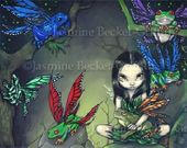 My Fairy Frog Friends by Jasmine Becket Griffith 8"x10" Ceramic Art Tile with recessed hangers for tabletop or wall hanging purposes My Fairy Frog Friends by Jasmine Becket Griffith 8"x10" Ceramic Art Tile with recessed hangers for tabletop or wall hanging purposes