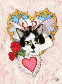 My Feline Valentine by Carrie Hawks 8"x10" Ceramic Art Tile with recessed hangers for tabletop or wall hanging purposes My Feline Valentine by Carrie Hawks 8"x10" Ceramic Art Tile with recessed hangers for tabletop or wall hanging purposes