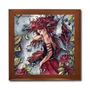 My Hearts Choice Ceramic Tile Box by Artist Abranda Scisson Dark wood jewely box measures 5 1/8" x 5 1/8" x 2 3/4" and is fully lined on the inside