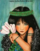 Nixie by Sue Miller 8"x10" Ceramic Art Tile with recessed hangers for tabletop or wall hanging purposes Nixie by Sue Miller 8"x10" Ceramic Art Tile with recessed hangers for tabletop or wall hanging purposes