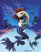 Ocean Star by David Gough   8"x10" Ceramic Art Tile with recessed hangers for tabletop or wall hanging purposes