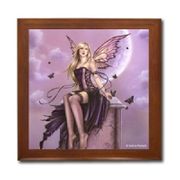 Once Was Innocent Ceramic Tile Box by Artist Selina Fenech Dark wood jewely box measures 5 1/8" x 5 1/8" x 2 3/4" and is fully lined on the inside