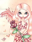 Pale Rose by Jasmine Becket Griffith  8"x10" Ceramic Art Tile with recessed hangers for tabletop or wall hanging purposes