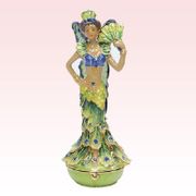 Peacock Fairy Jeweled Box Enameled Pewter Box Bejeweled w/ Austrian Crystals