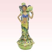 Peacock Fairy Jeweled Box Enameled Pewter Box Bejeweled w/ Austrian Crystals