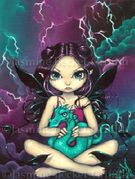 Pet Storm Dragon by Jasmine Becket Griffith  8"x10" Ceramic Art Tile with recessed hangers for tabletop or wall hanging purposes