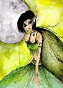 Pixie Moon Fairy by Sherri Baldy   8"x10" Ceramic Art Tile with recessed hangers for tabletop or wall hanging purposes