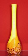 Polish Mouth Blown Multicolor Art Glass Yellow Vase