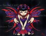 Polka Dot Mushroom Fairy by Jasmine Becket Griffith  8"x10" Ceramic Art Tile with recessed hangers for tabletop or wall hanging purposes