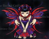 Polka Dot Mushroom Fairy by Jasmine Becket Griffith 8"x10" Ceramic Art Tile with recessed hangers for tabletop or wall hanging purposes Polka Dot Mushroom Fairy by Jasmine Becket Griffith 8"x10" Ceramic Art Tile with recessed hangers for tabletop or wall hanging purposes
