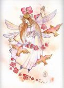 Poppy Dance by Maria Van Bruggen  8"x10" Ceramic Art Tile with recessed hangers for tabletop or wall hanging purposes