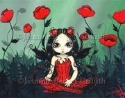 Poppy Garden by Jasmine Becket Griffith  8"x10" Ceramic Art Tile with recessed hangers for tabletop or wall hanging purposes
