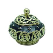 Pot Celtic Jewelry Box Enameled pewter box bejeweled with Austrian crystals