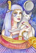 Priestess of The Moon Eclipse by Maria Van Bruggen  8"x10" Ceramic Art Tile with recessed hangers for tabletop or wall hanging purposes
