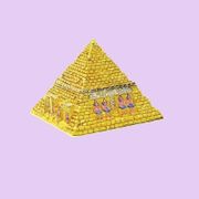 Pyramid Jeweled Box Enameled Pewter Box Bejeweled w/ Austrian Crystals