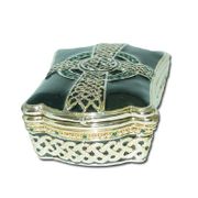 Quadrate Celtic Jewelry Box Enameled pewter box bejeweled with Austrian crystals