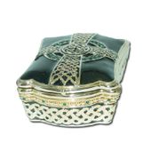Quadrate Celtic Jewelry Box Enameled pewter box bejeweled with Austrian crystals