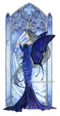 Queen of the Night Sky by Meredith Dillman 8"x10" Ceramic Art Tile with recessed hangers for tabletop or wall hanging purposes Queen of the Night Sky by Meredith Dillman 8"x10" Ceramic Art Tile with recessed hangers for tabletop or wall hanging purposes