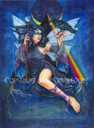 Rainbow Raven Fairy by Jane Starr Weils   8"x10" Ceramic Art Tile with recessed hangers for tabletop or wall hanging purposes