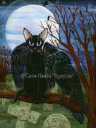 Raven's Moon by Carrie Hawks   8"x10" Ceramic Art Tile with recessed hangers for tabletop or wall hanging purposes