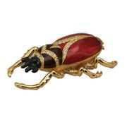 Red Bug Jewelry Box Enameled Pewter Bejeweled with Austrian Crystals  All items copywrited