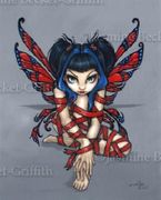 Red Ribbon Fairy by Jasmine Becket Griffith  8"x10" Ceramic Art Tile with recessed hangers for tabletop or wall hanging purposes