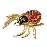 Red Spider Jewelry Box Enameled Pewter Bejeweled with Austrian Crystals  All items copywrited