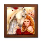 Rose Ceramic Tile Box by Artist Selina Fenech Dark wood jewely box measures 5 1/8" x 5 1/8" x 2 3/4" and is fully lined on the inside