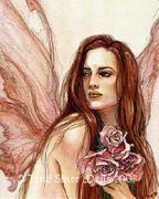 Rose Fairy by Jane Starr Weils   8"x10" Ceramic Art Tile with recessed hangers for tabletop or wall hanging purposes