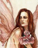 Rose Fairy by Jane Starr Weils 8"x10" Ceramic Art Tile with recessed hangers for tabletop or wall hanging purposes Rose Fairy by Jane Starr Weils 8"x10" Ceramic Art Tile with recessed hangers for tabletop or wall hanging purposes
