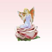 Rose Fairy Jeweled Box Enameled Pewter Box Bejeweled w/ Austrian Crystals
