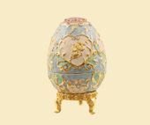 Royal Egg Jeweled Box Enameled pewter box bejeweled with Austrian crystals