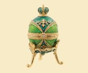 Royal Egg Jeweled Box (Green) Enameled pewter box bejeweled with Austrian crystals