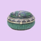 Scarab Jeweled Box Enameled pewter bejeweled w/ Austrian crystals