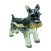 Schnauzer Jewelry Box Enameled pewter box bejeweled with Austrian crystals