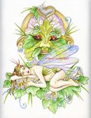 Secret Guardian by Maria Van Bruggen 8"x10" Ceramic Art Tile with recessed hangers for tabletop or wall hanging purposes Secret Guardian by Maria Van Bruggen 8"x10" Ceramic Art Tile with recessed hangers for tabletop or wall hanging purposes
