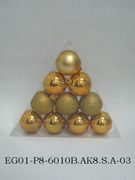 set of 10pc 2.5" Gold Mat Painted Shiny Decorated Glitter Balls