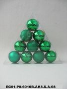 set of 10pc 2.5" Green Mat Painted Shyny Decorated Glitter Balls