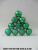 set of 10pc 2.5" Green Mat Painted Shyny Decorated Glitter Balls