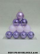 set of 10pc 2.5" Purple Mat Painted Shyny Decorated Glitter Balls
