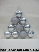 set of 10pc 2.5" Sylver Mat Painted Shiny Decorated Glitter Balls
