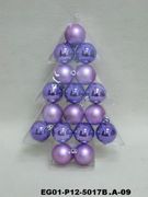 set of 17pc 2" Christmas ornament Purple SHINY MATT BALL IN PVC TREE Package