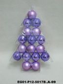 set of 17pc 2" Christmas ornament Purple SHINY MATT BALL IN PVC TREE Package