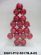 set of 17pc 2" Christmas ornament Red SHINY MATT BALL IN PVC TREE Package