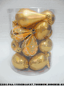 set of 18pc Gold Mat Painted Shiny Decorated Glitter Balls