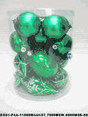 set of 18pc Green Mat Painted Shyny Decorated Glitter Balls