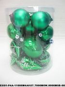 set of 18pc Green Mat Painted Shyny Decorated Glitter Balls