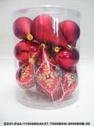 set of 18pc Red Mat Painted Shiny Decorated Glitter Balls