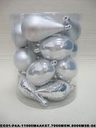set of 18pc Sylver Mat Painted Shiny Decorated Glitter Balls